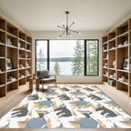 Abstract Grey Blue Tan Camo Animals Rug