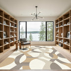 Earthy Neutral Interlocking Abstract Shapes Rug