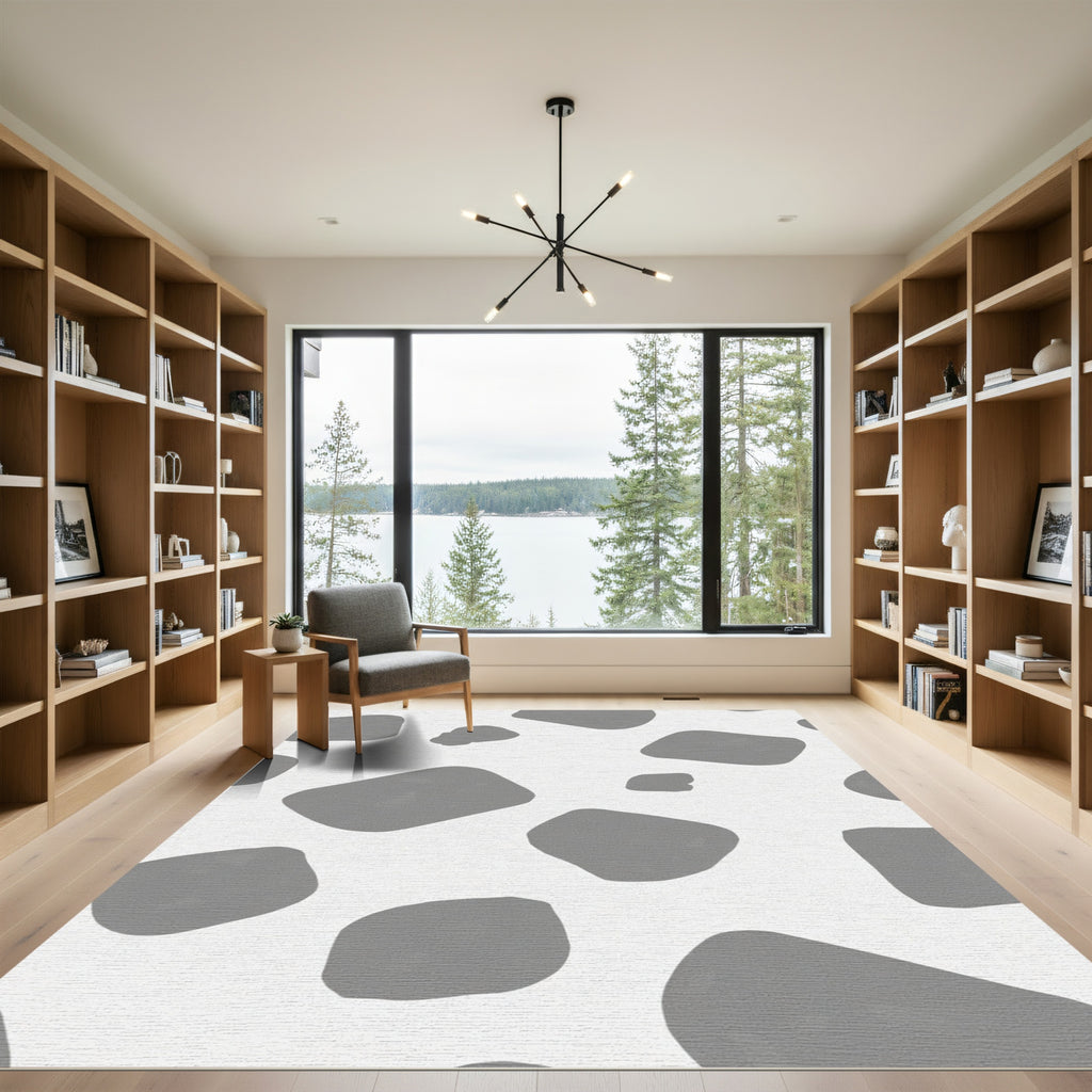Gray Stone Abstract Shapes Rug