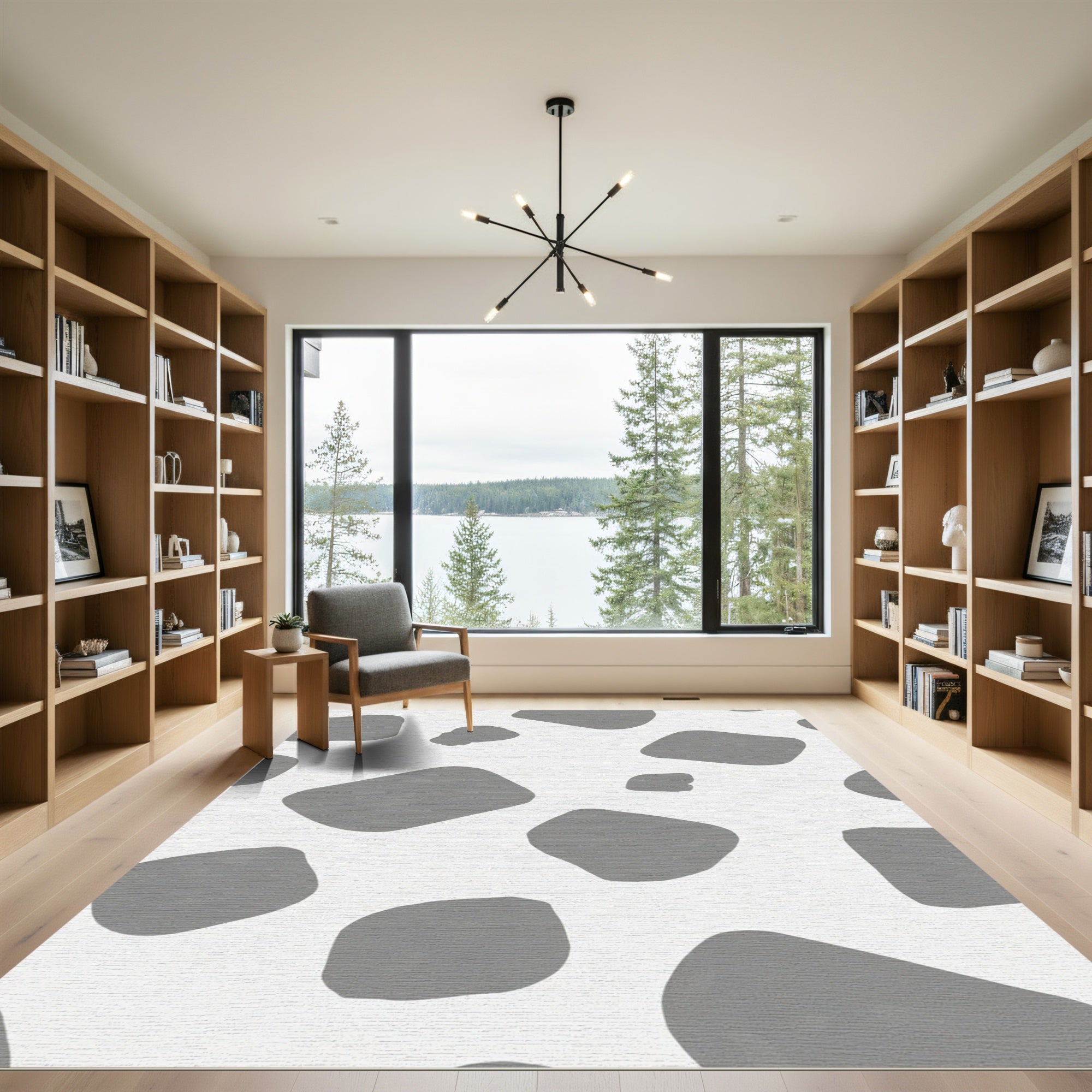 Gray Stone Abstract Shapes Rug
