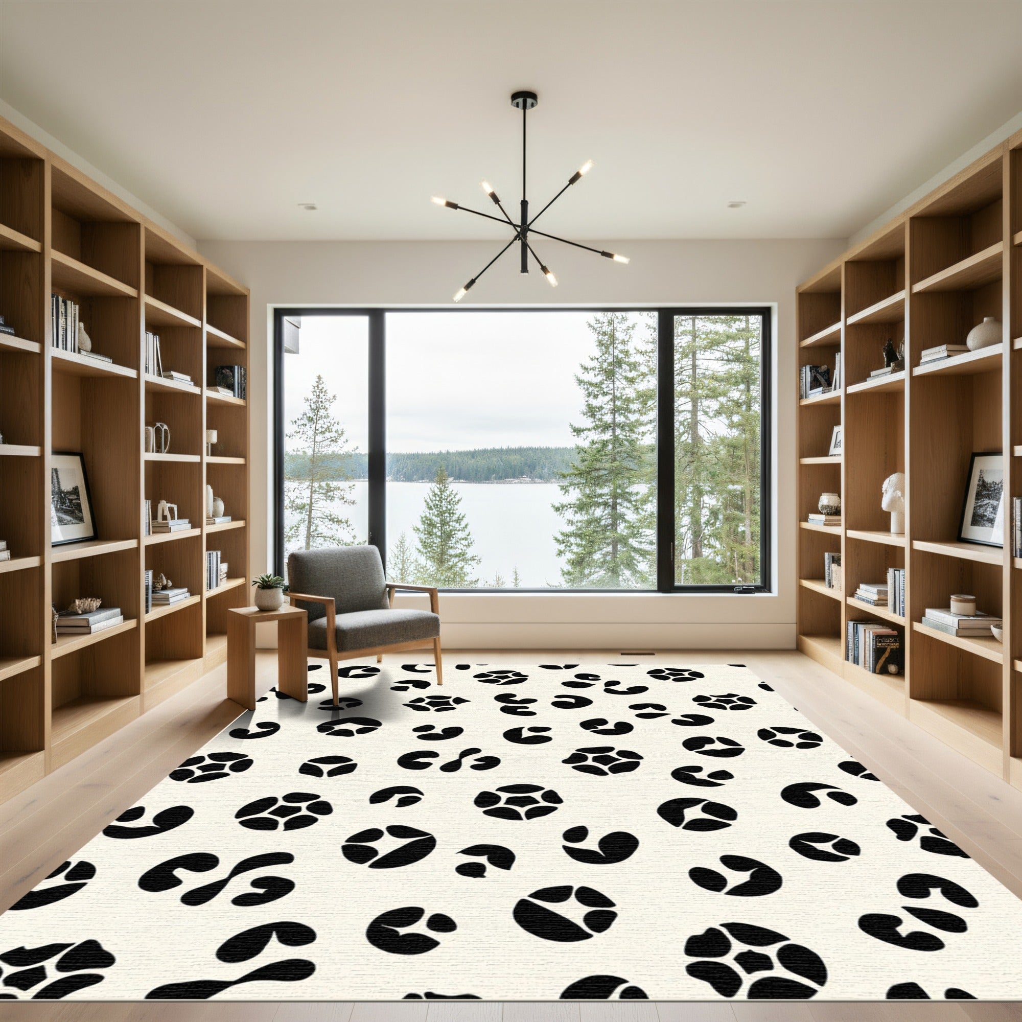 Cream Black Scattered Spots Rug