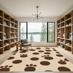 Brown Paw Print Polka Dot Complication Rug