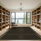 Gold Square Grid Border Rug