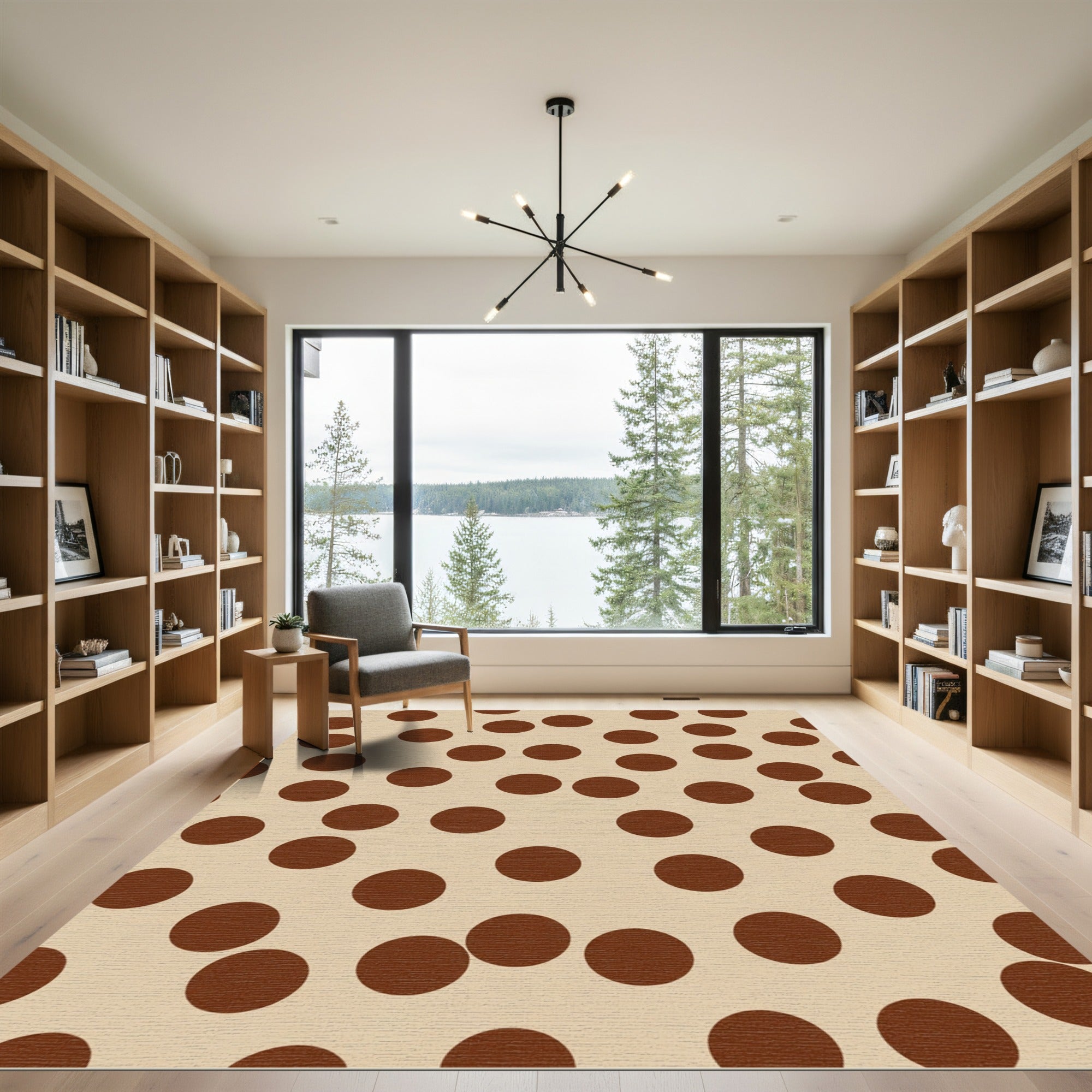 Brown Polka Dot Neutral Field Rug