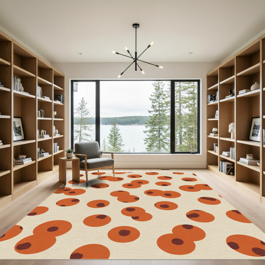 Orange Tan Clustered Circles Rug