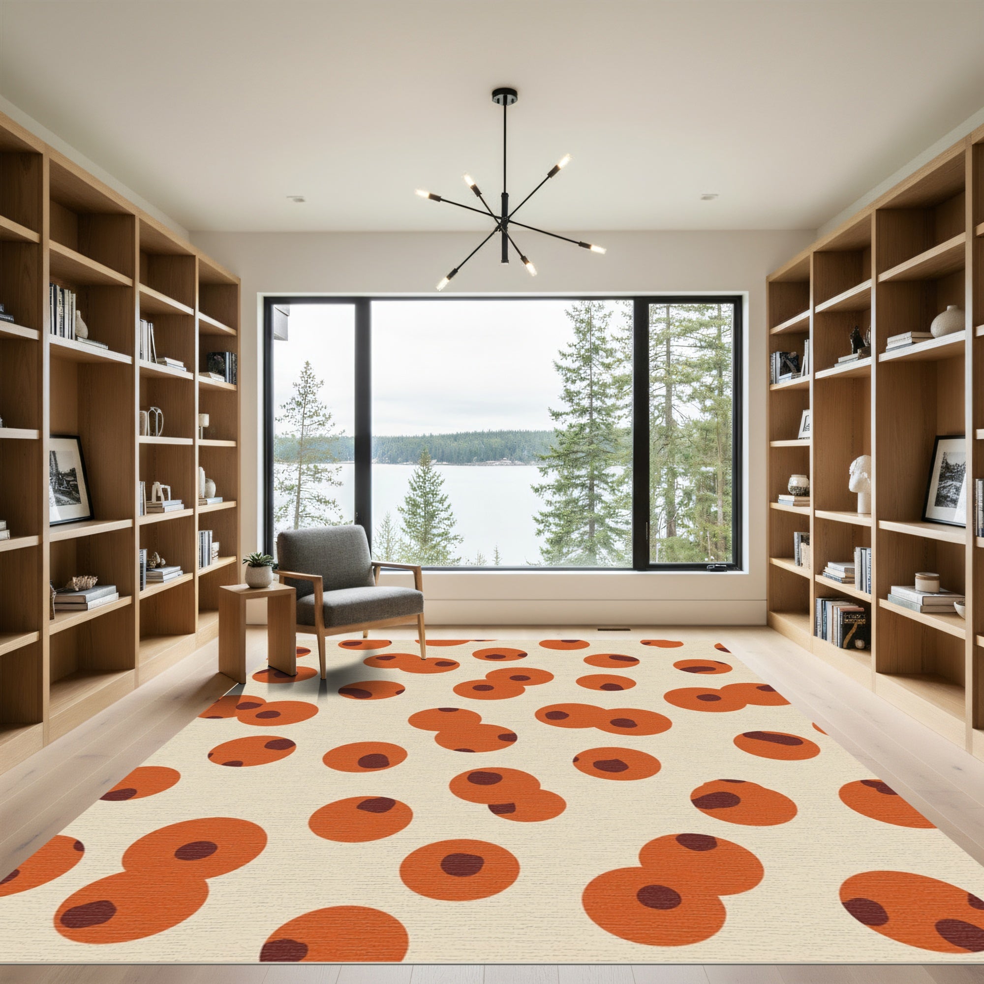 Orange Tan Clustered Circles Rug