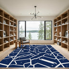 Deep Blue Constellation Geometric Abstraction Rug