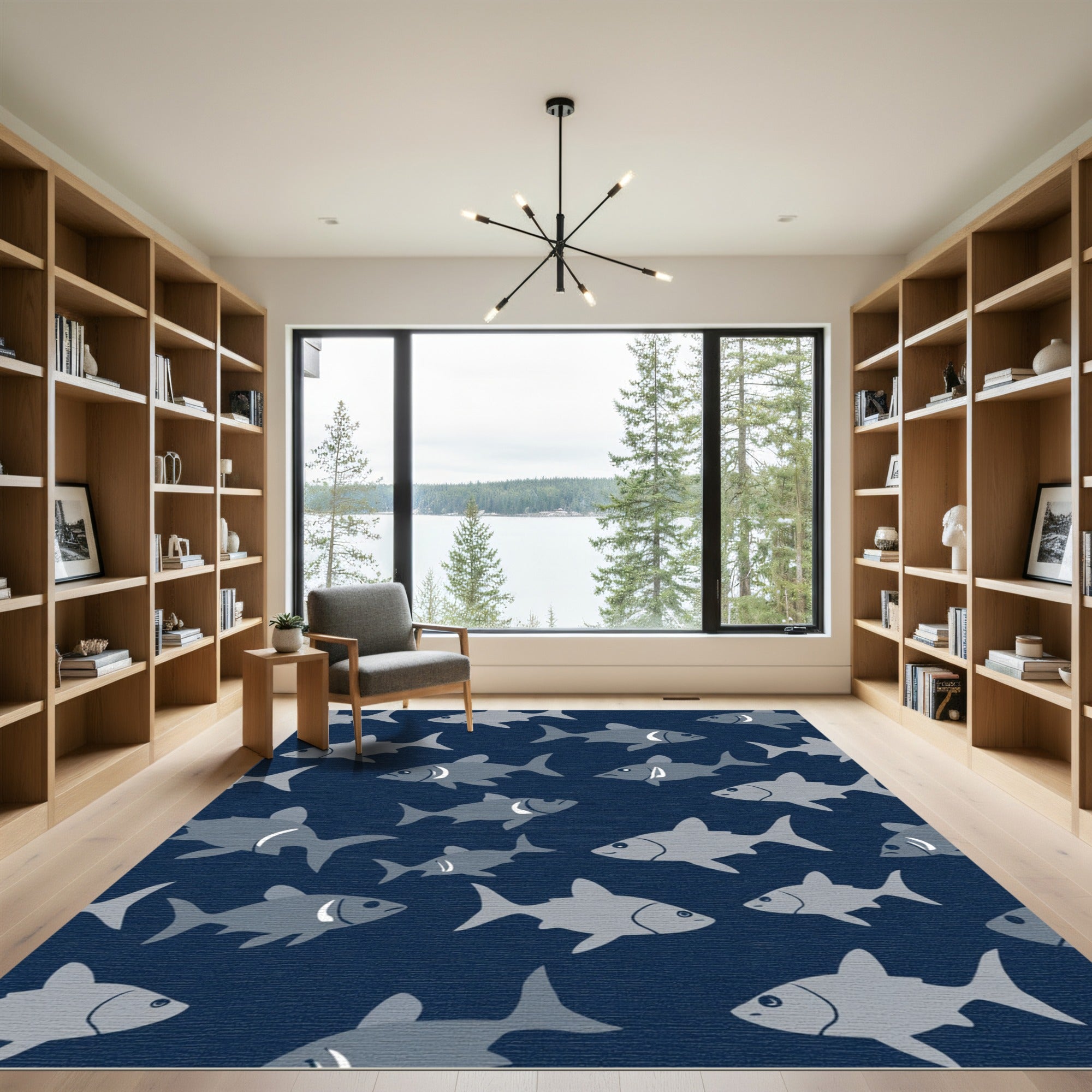 School of Fish Navy Aqua Rug