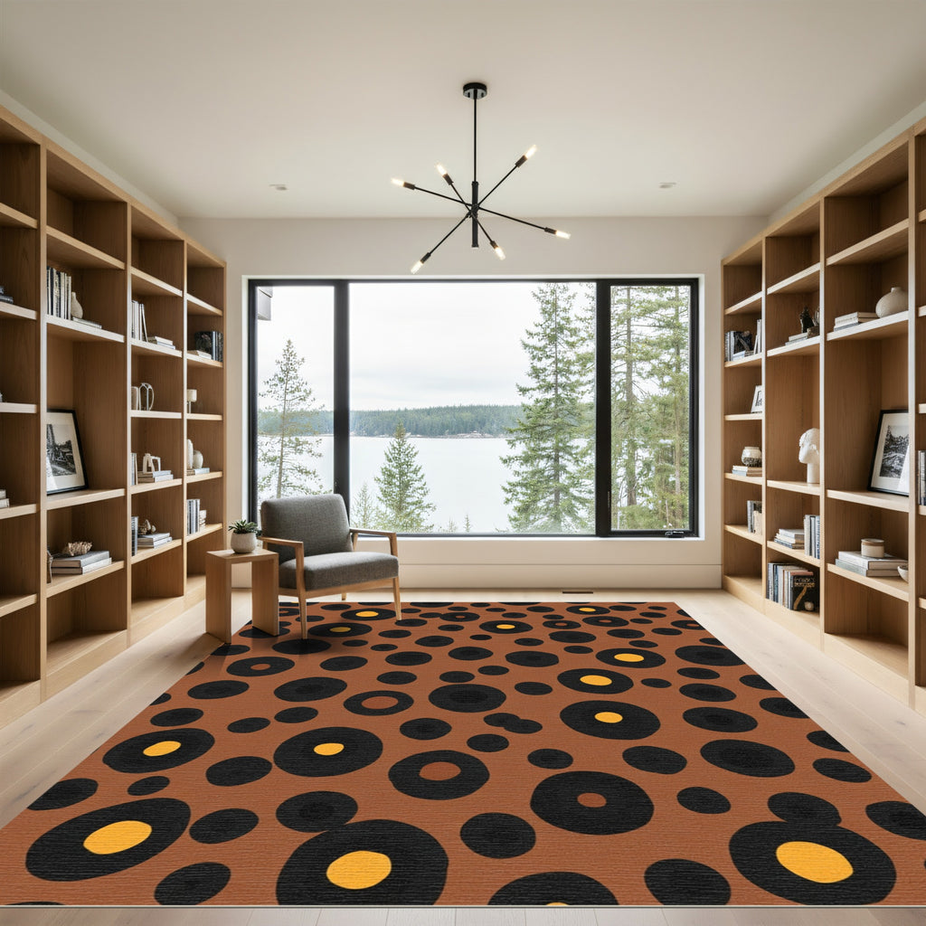 Brown Orange Black Yellow Circles Rug