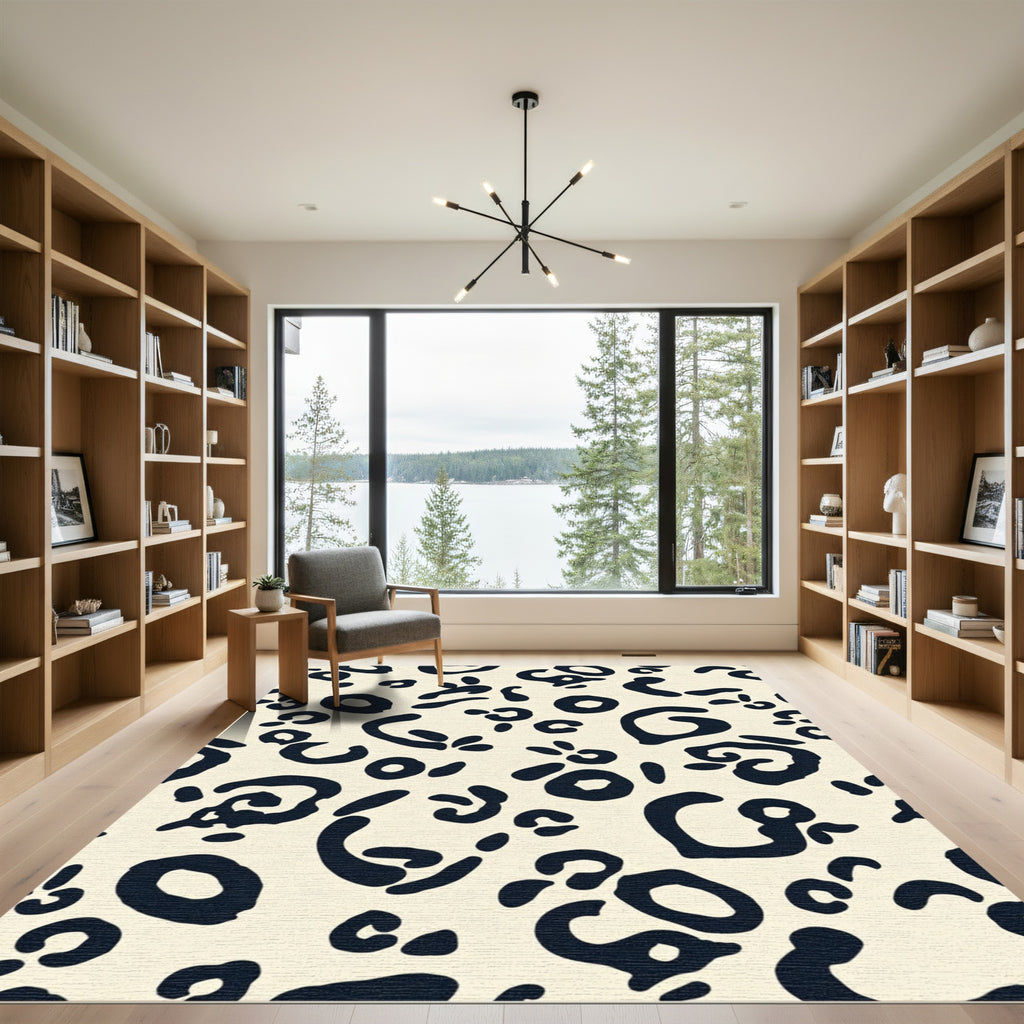 Bold Black Spots Cream Background Rug
