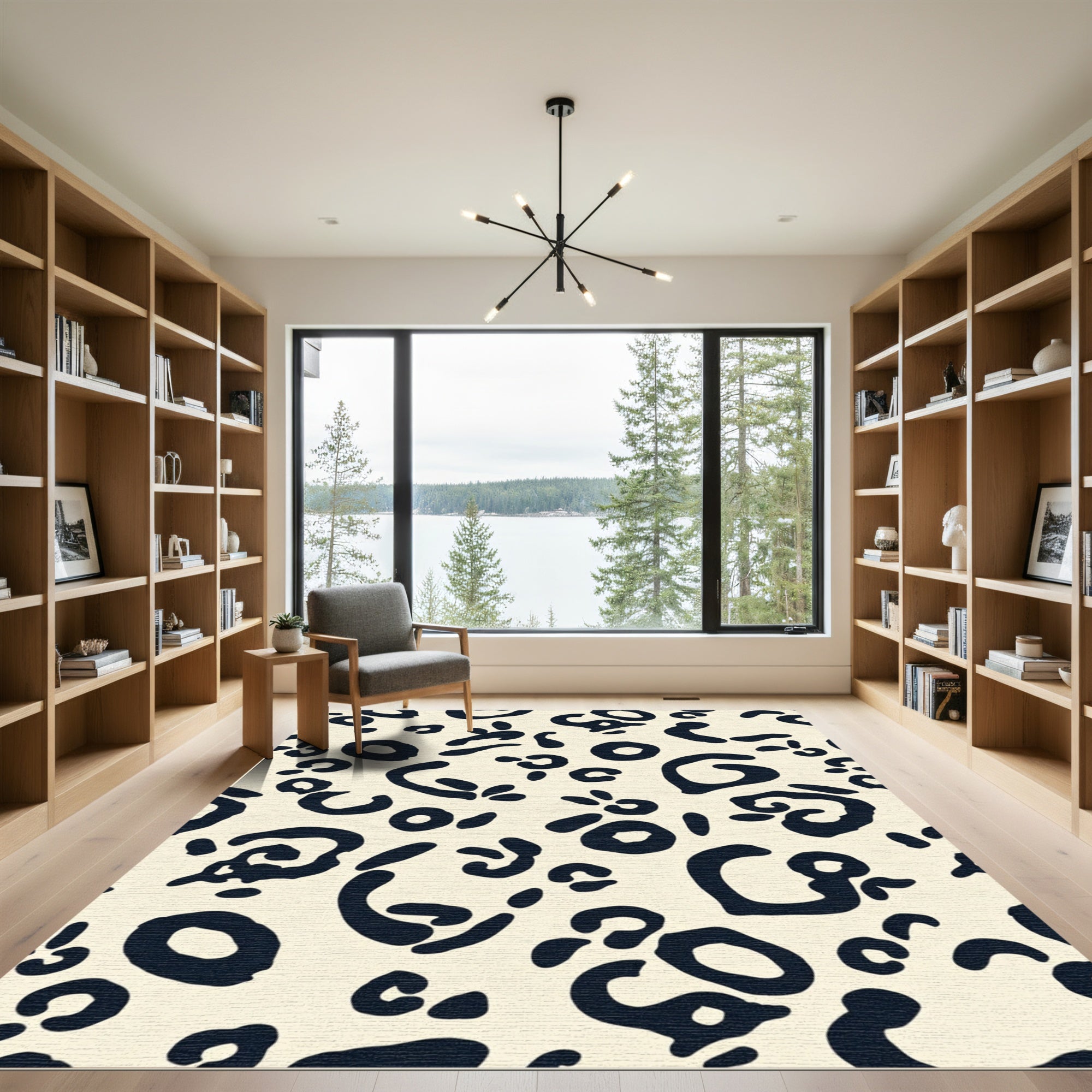 Bold Black Spots Cream Background Rug
