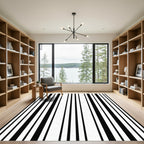 Artistic Black White Vertical Stripe Rug