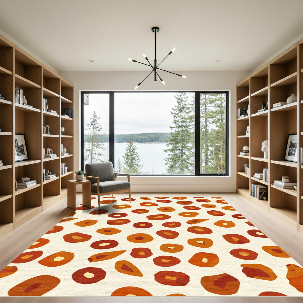 Earthy Orange Ochre Abstract Shapes Rug