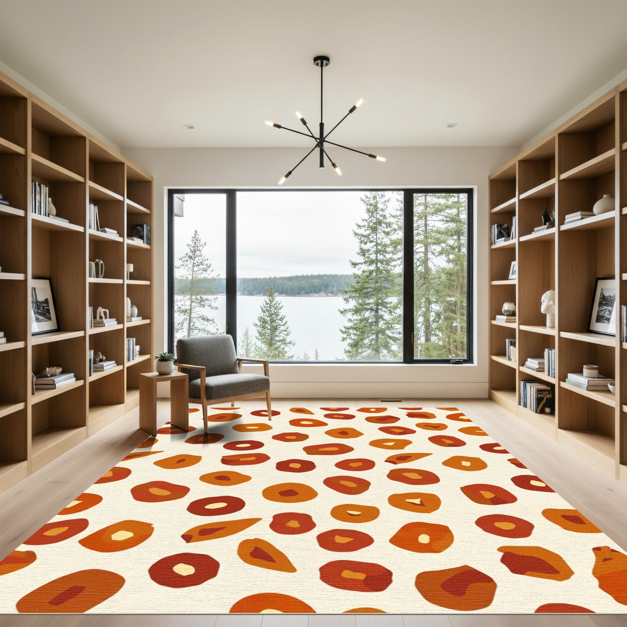 Earthy Orange Ochre Abstract Shapes Rug