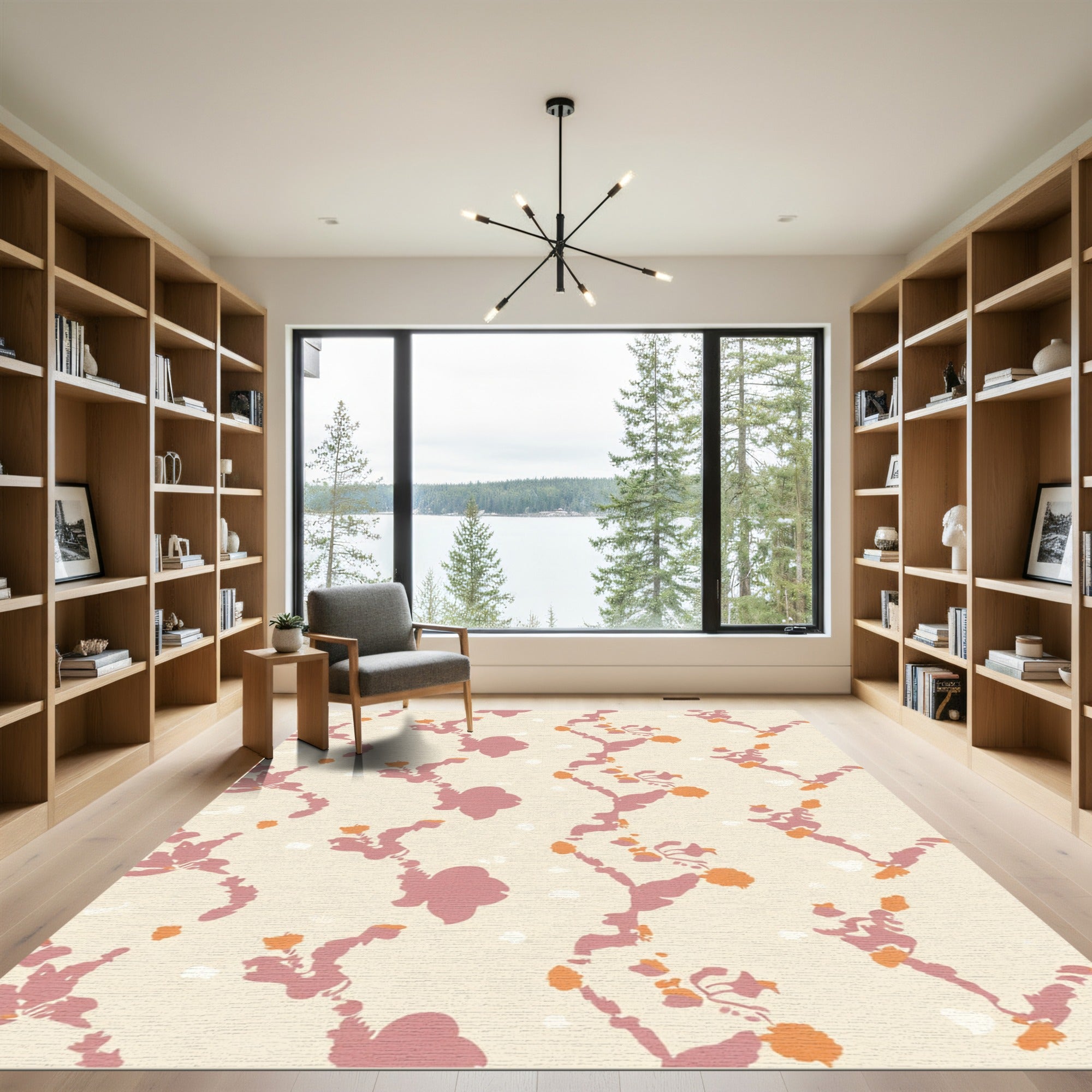 Soft Rose Coral Vine Background Rug