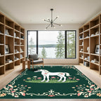 Whimsical Unicorn Floral Emerald Meadow Rug