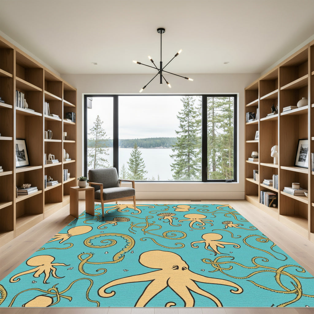 Golden Octopus Ocean Medley Rug