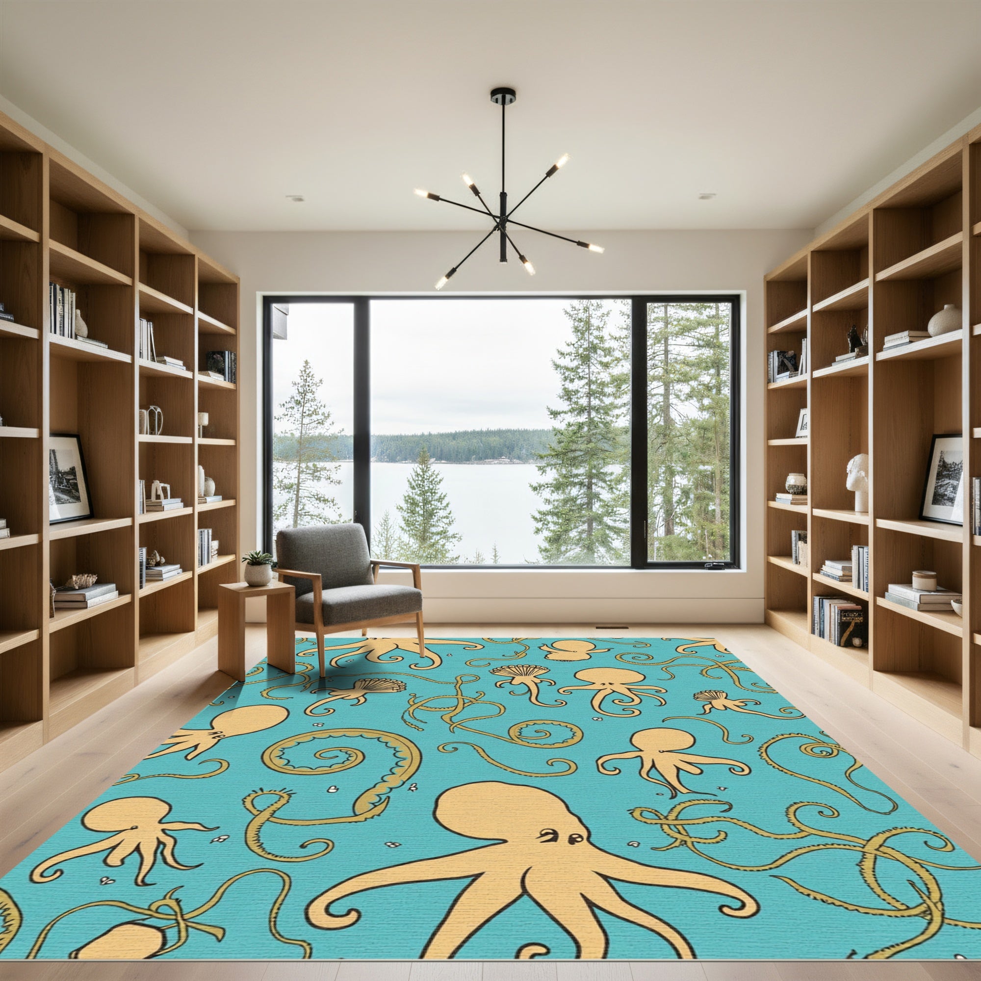 Golden Octopus Ocean Medley Rug