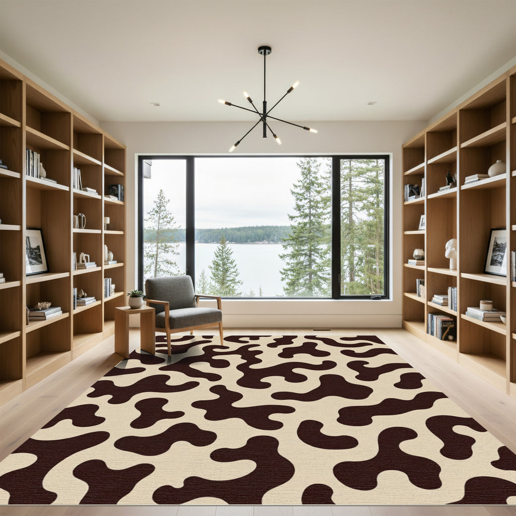 Abstract Organic Cream Brown Forms Rug