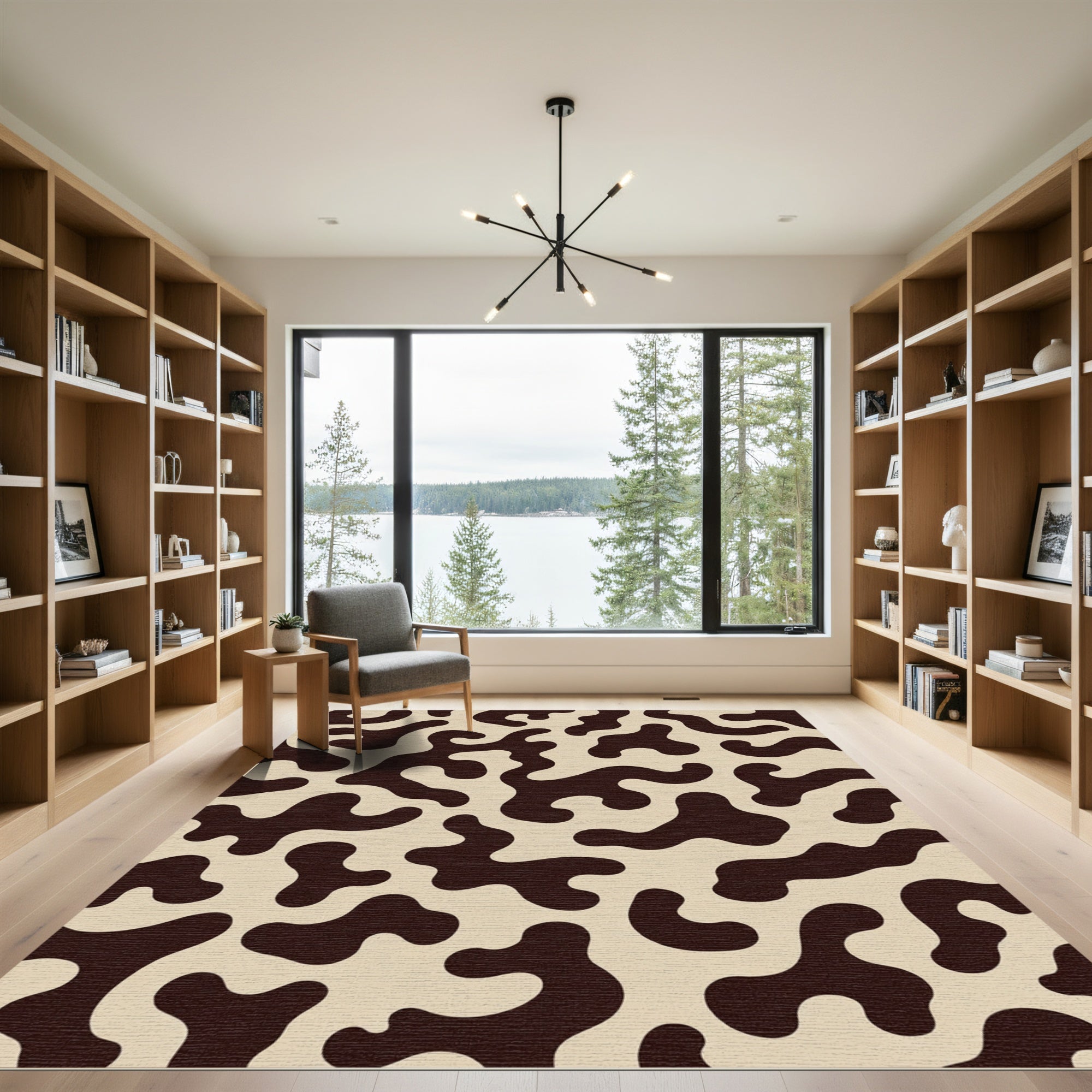 Abstract Organic Cream Brown Forms Rug