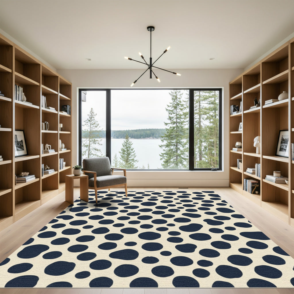 Deep Blue Polka Dot Scatter Rug