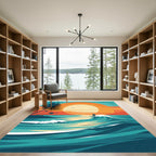 Tropical Sunset Surfer Wave Rug