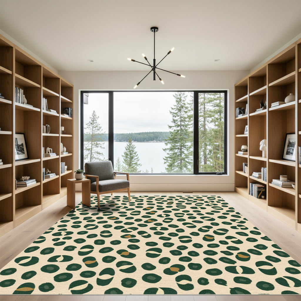 Natural Green Leopard Spots Rug