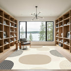 Neutral Abstract Pebble Dot Shapes Rug
