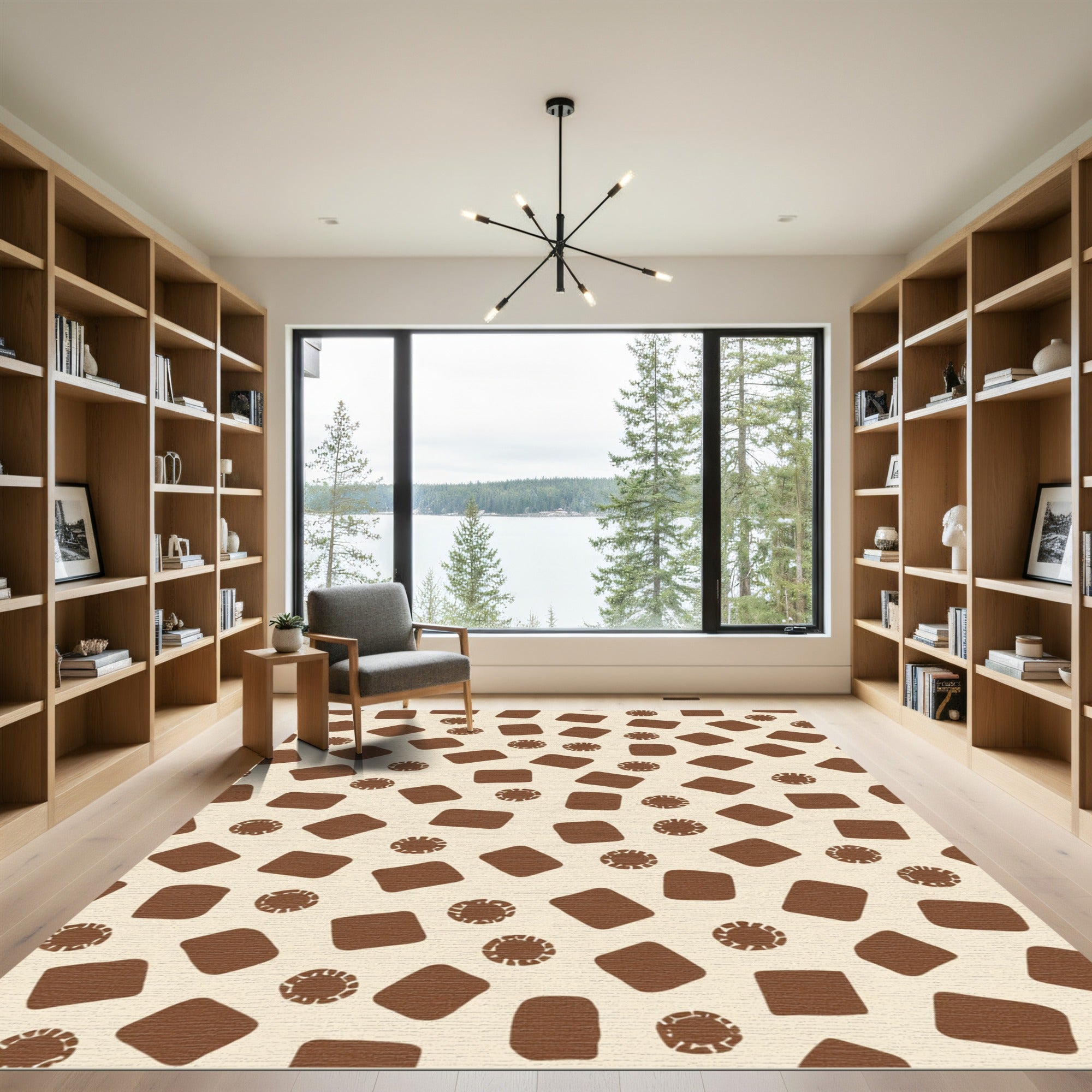 Chocolate Square Circle Scatter Rug