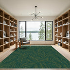 Emerald Green Feather Outline Rug