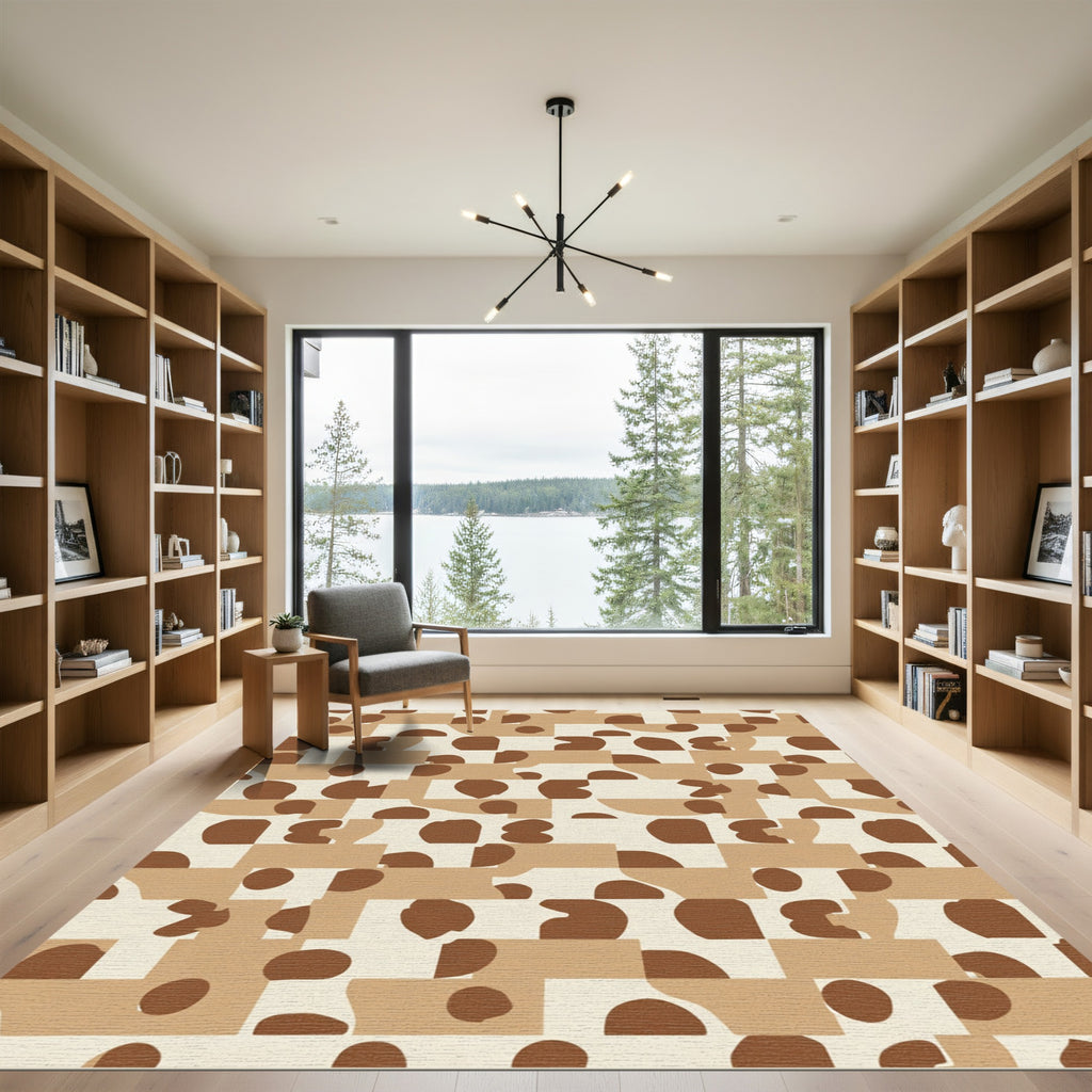 Abstract Brown Organic Collage Rug