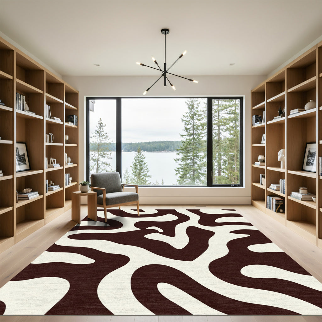 Bold Cream Zebra Swirl Rug
