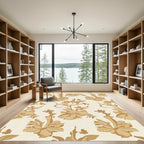 Sepia Floral Scroll Vine Rug