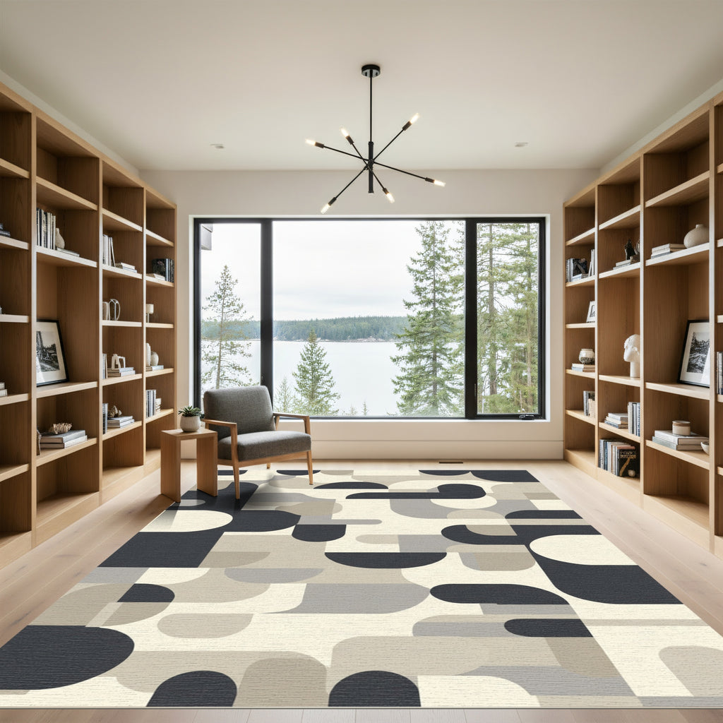 Mid-Century Abstract Geometric Forms Rug