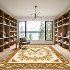 Earthy Brown Bird Floral Vine Rug