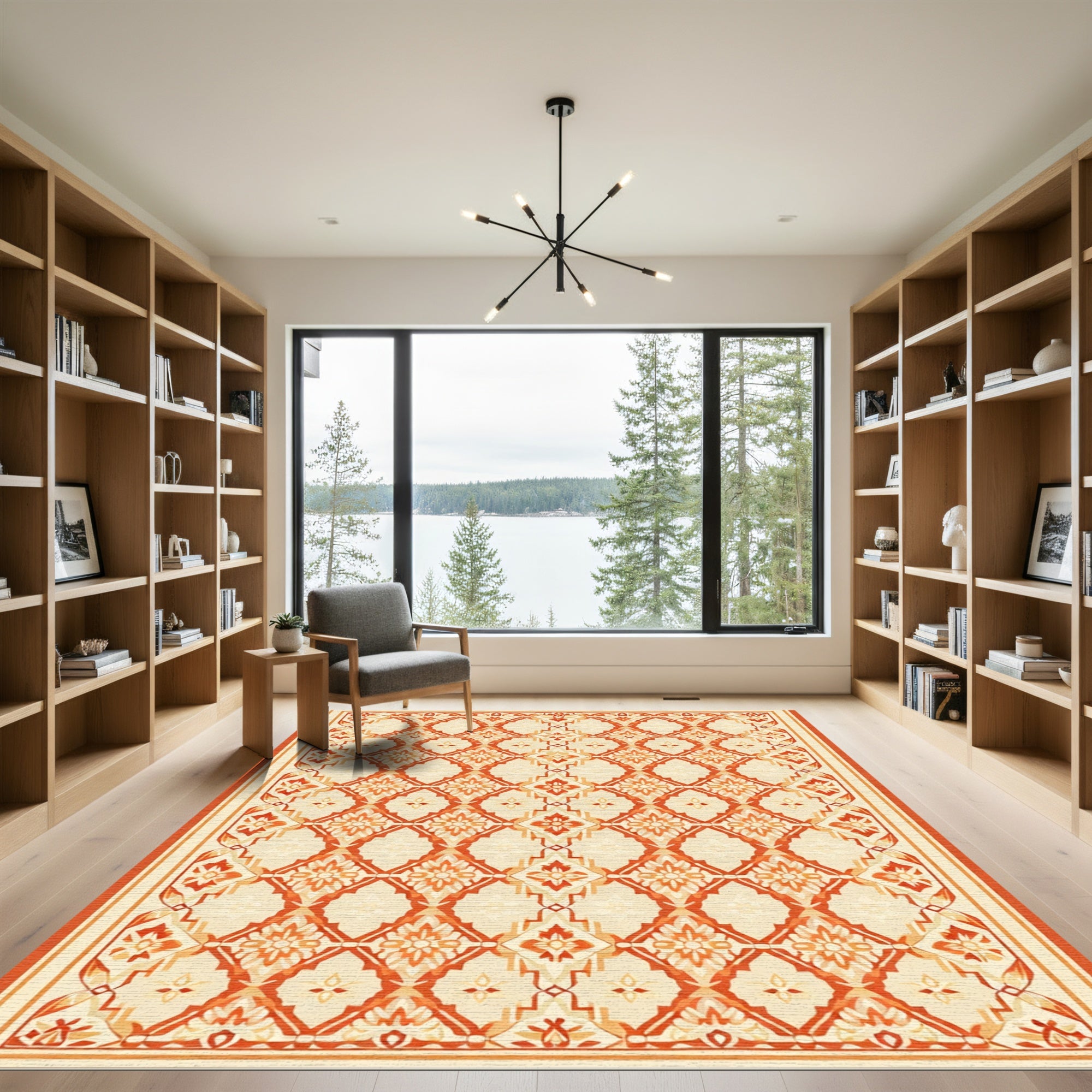 Ornate Cream Coral Diamond Garland Rug