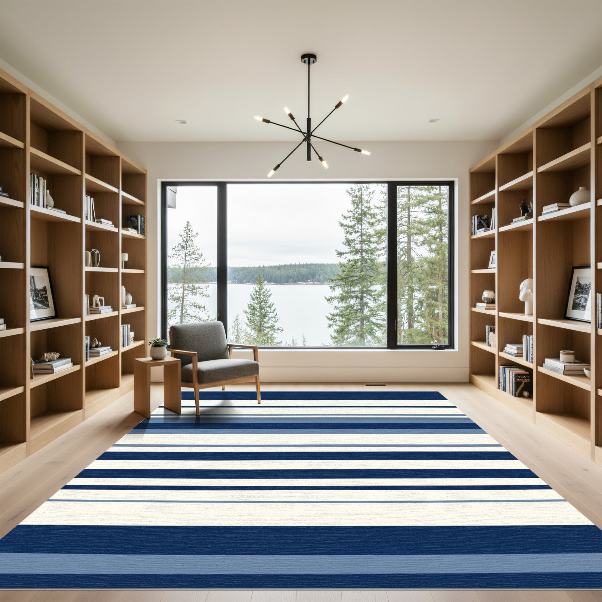 Varied Blue Stripes Rug