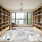 Monochromatic White Abstract Floral Arrangement Rug