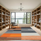 Orange Gray Modern Horizontal Stripe Rug