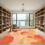 Coral Orange Swirl Abstract Flow Rug