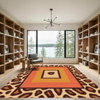 Bold Leopard Print Geometric Squares Rug