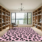 Pink Black Spotted Houndstooth Rug