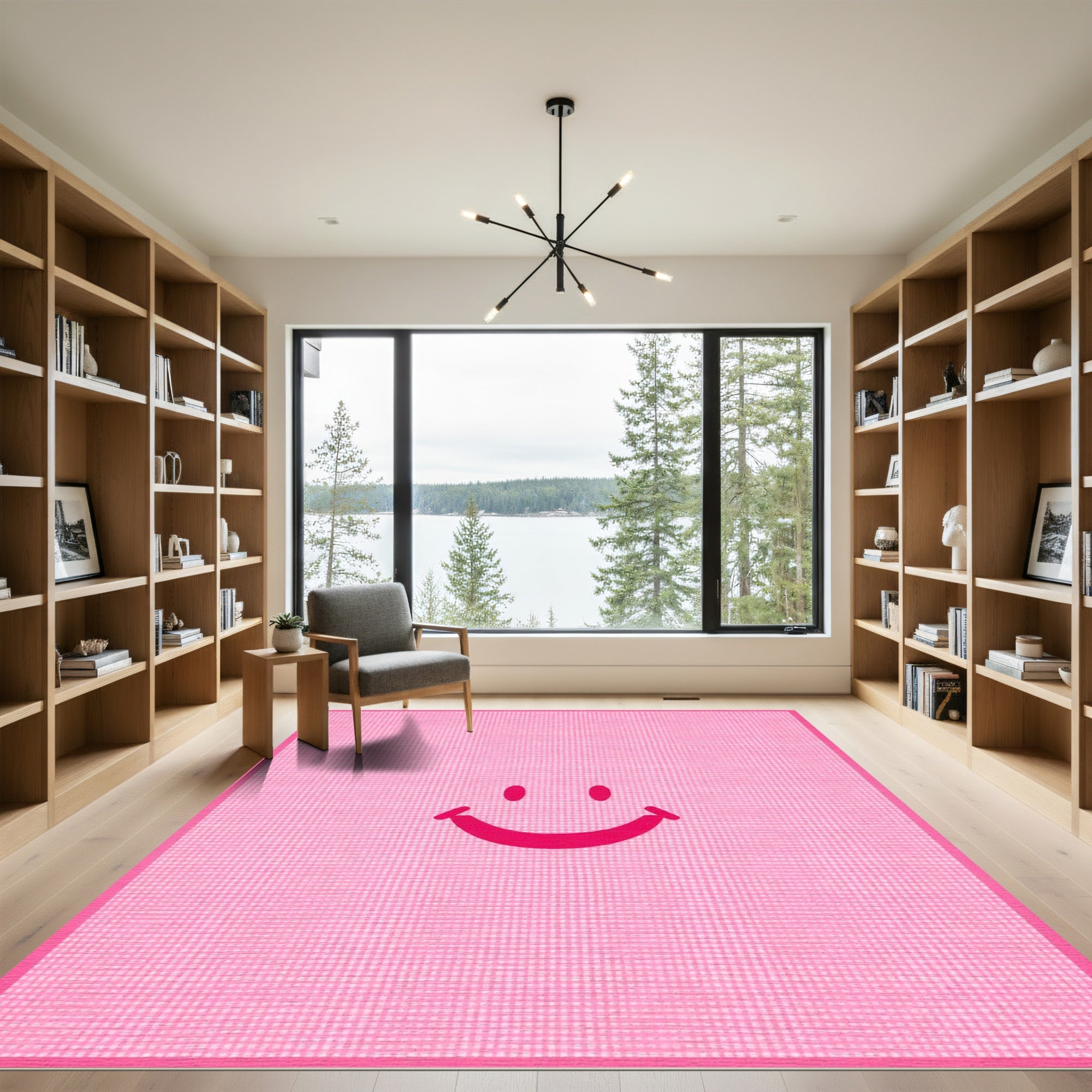 Pink Grateful Smiley Face Rug
