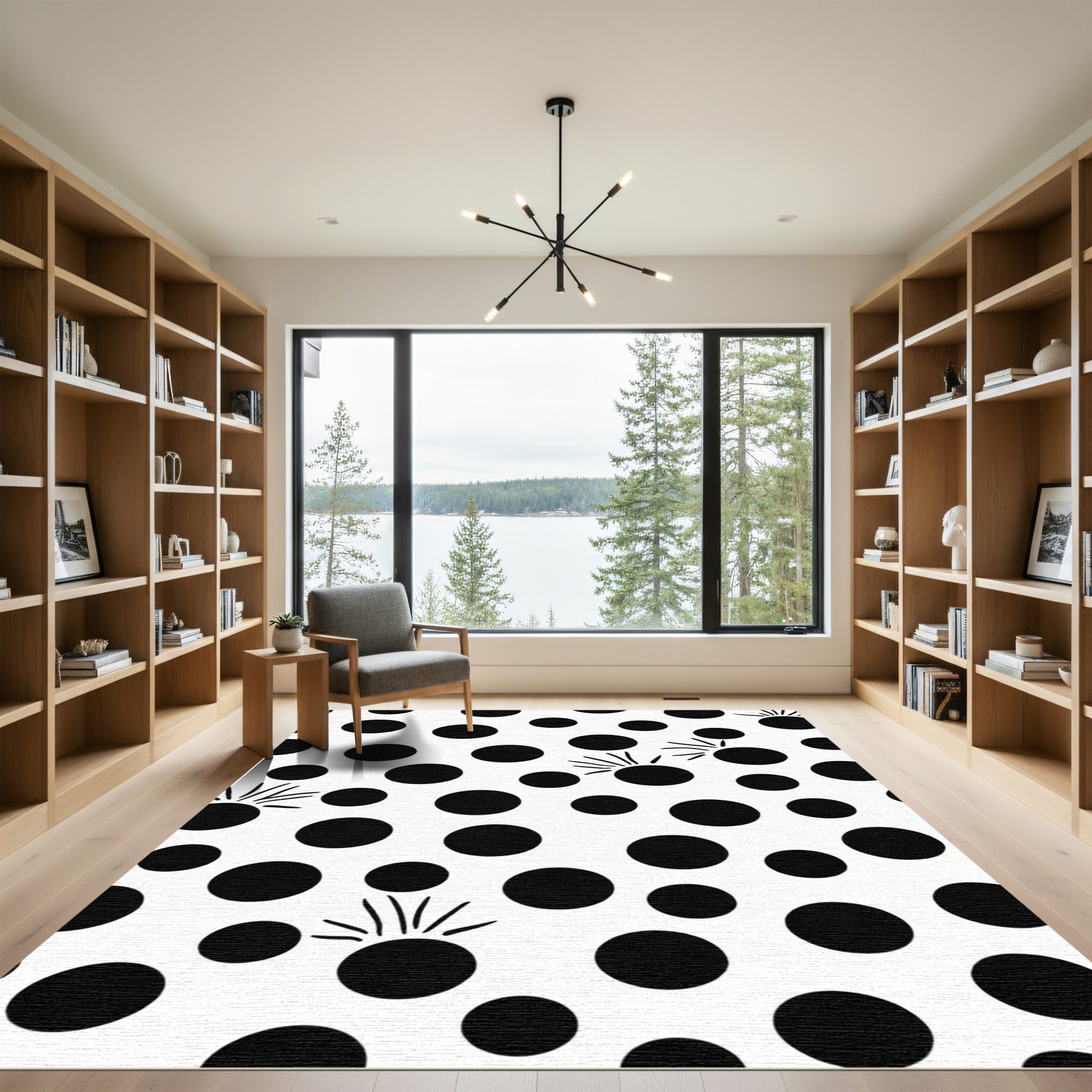 Black White Polka Dot Sprouts Rug