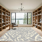 Soft Gray Organic Interlocking Diamond Rug
