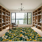 Earthy Tones Abstract Floral Swirl Rug