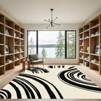 Monochrome Brushstroke Swirl Composition Rug