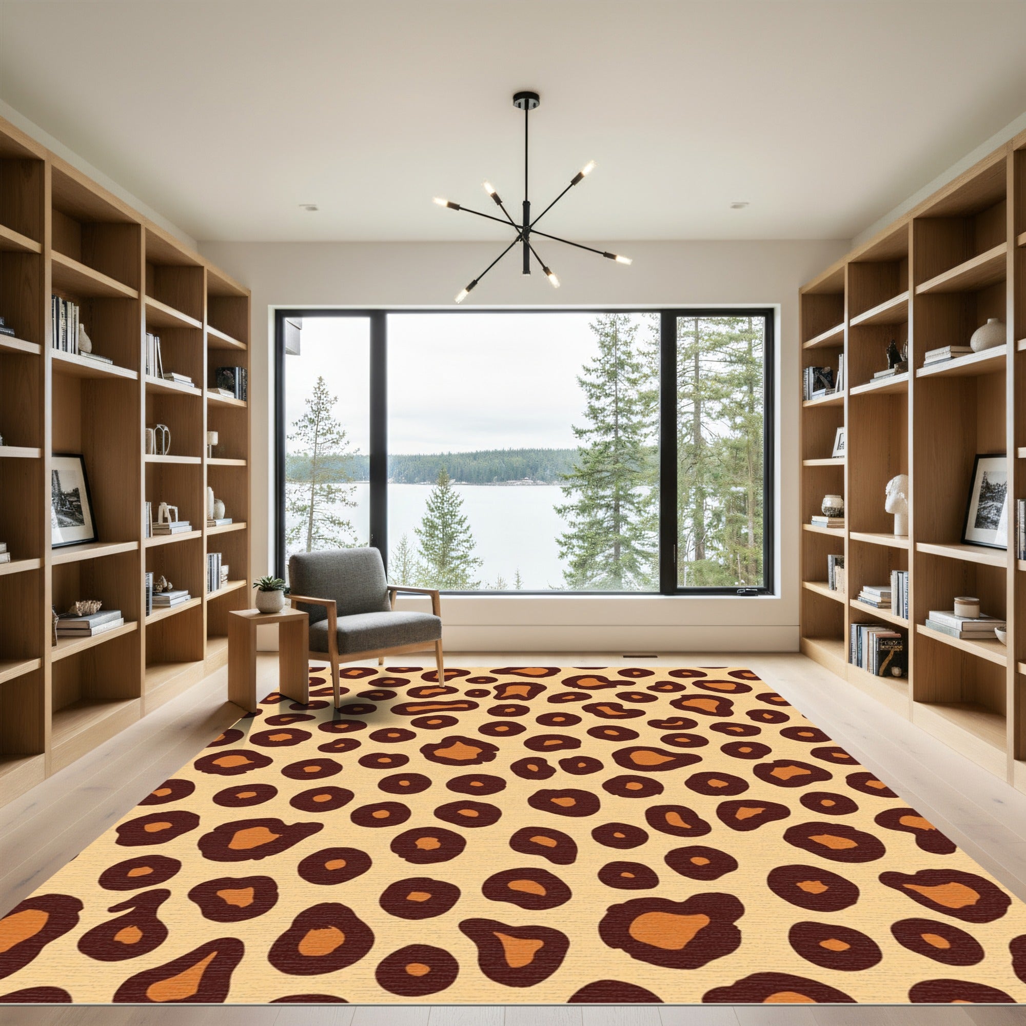 Golden Brown Leopard Spots Rug