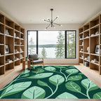 Dark Green Leafy Branches Harmony Rug