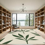 Deep Forest Leaf Branch Arrangement Rug